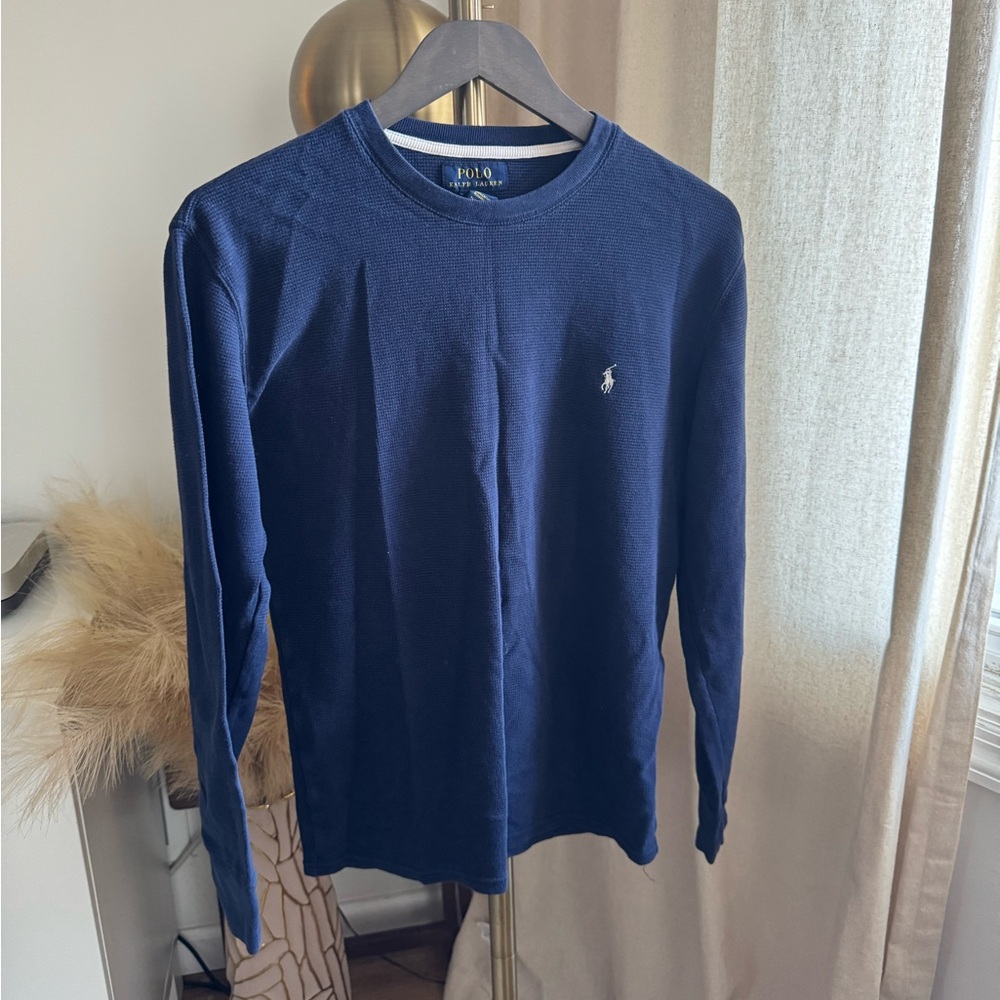 Polo by Ralph Lauren Men's Deep Blue Long Sleeve Tee - Picture 2 of 7
